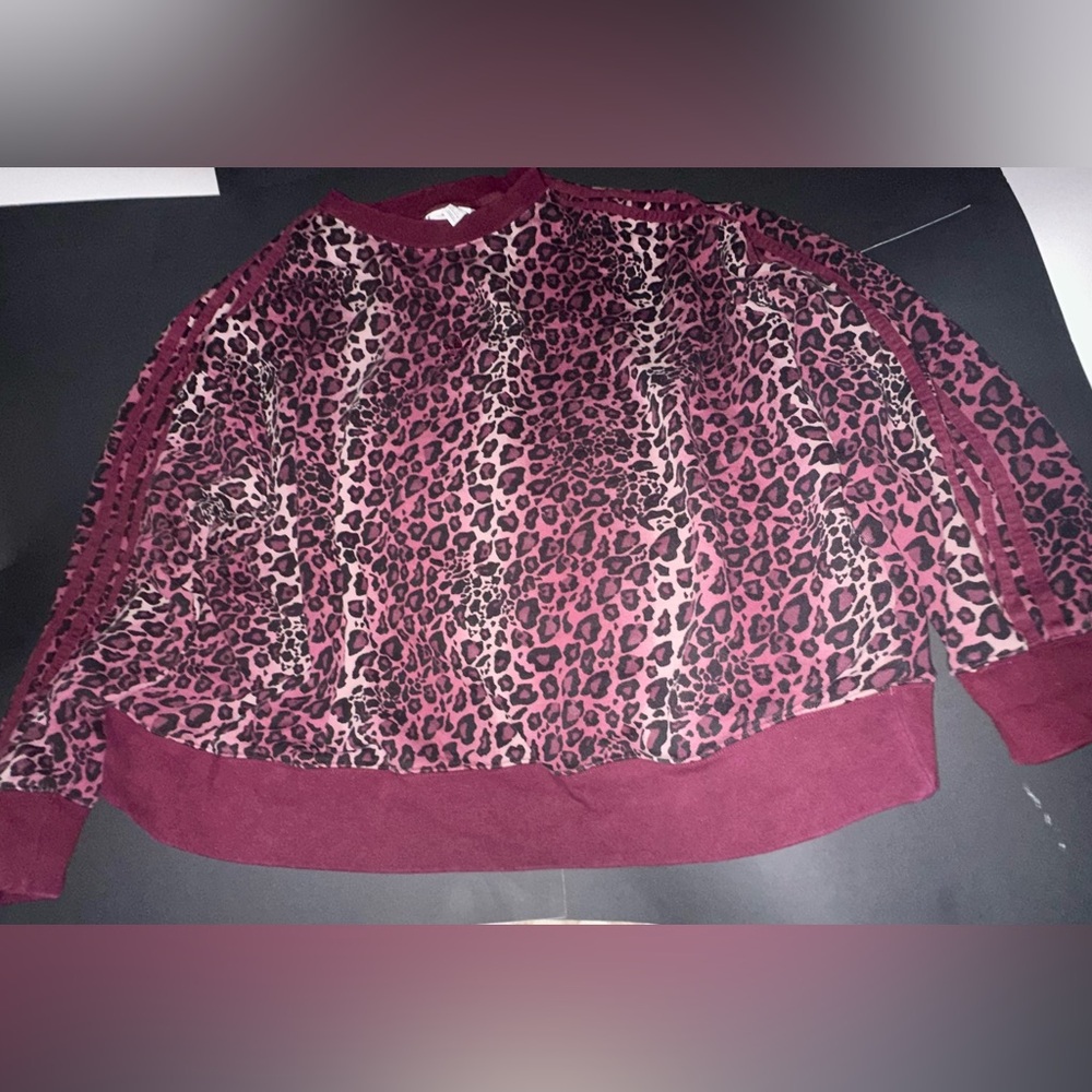 Adidas ombre Burgundy Leopard Print Top